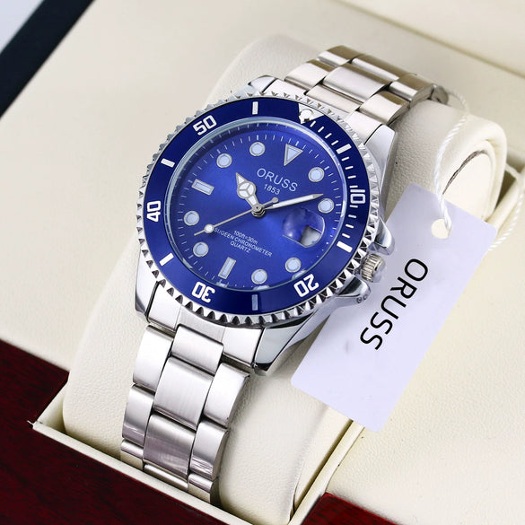 Men's Alloy Case And Strap Business Style Round Dial Luminous Waterproof Automatic Watch
