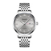 Men's Alloy Case And Strap Fully Automatic Mechanical And Quartz Watch Round Dial Mineral Reinforced Glass Mirror Waterproof Luminous Dual Calendar Business Style