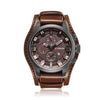 Men's Alloy Case Genuine Leather Strap Round Dial Leisure Waterproof Quartz Watch