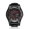 Men's Alloy Case Genuine Leather Strap Round Dial Leisure Waterproof Quartz Watch