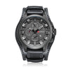 Men's Alloy Case Genuine Leather Strap Round Dial Leisure Waterproof Quartz Watch