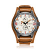 Men's Alloy Case Genuine Leather Strap Round Dial Leisure Waterproof Quartz Watch