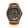 Men's Alloy Case Genuine Leather Strap Round Dial Leisure Waterproof Quartz Watch