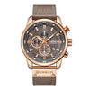 Men's Alloy Case Genuine Leather Strap Round Dial Movement Watch
