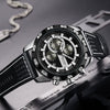 Men's Alloy Case Genuine Leather Strap Round Dial Quartz Multifunction Fashion Sport Allmatch Watch