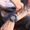 Men's Alloy Case Genuine Leather Strap Round Dial Sports Watch