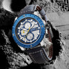 Men's Alloy Case Genuine Leather Strap Round Dial Sports Watch