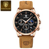 Men's Alloy Case Genuine Leather Strap Sport Style Round Dial Quartz Watch With Mineral Reinforced Glass Mirror And Onion Crown