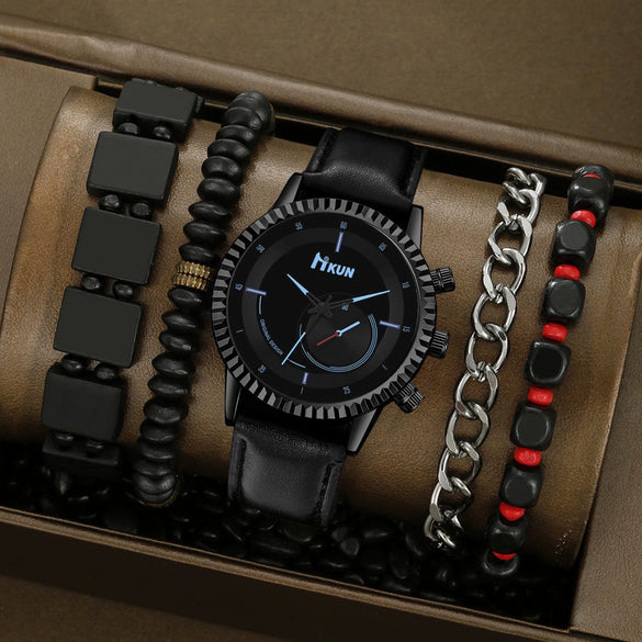 Men's Alloy Case Imitation Leather Strap Quartz Watch With Round Dial And Printed Logo Gear Dial Design Pin Buckle Plain Crown Ordinary Glass Mirror