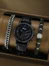 Men's Alloy Case Imitation Leather Strap Quartz Watch With Round Dial And Printed Logo Gear Dial Design Pin Buckle Plain Crown Ordinary Glass Mirror
