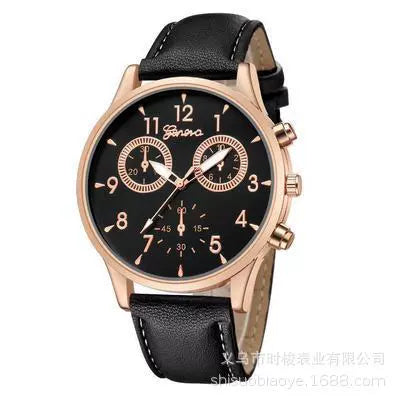Men's Alloy Case Imitation Leather Strap Round Dial Leisure Watch