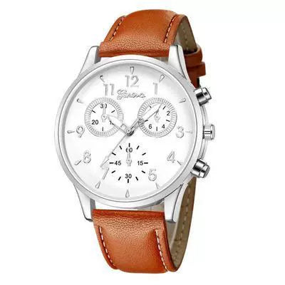 Men's Alloy Case Imitation Leather Strap Round Dial Leisure Watch