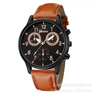 Men's Alloy Case Imitation Leather Strap Round Dial Leisure Watch