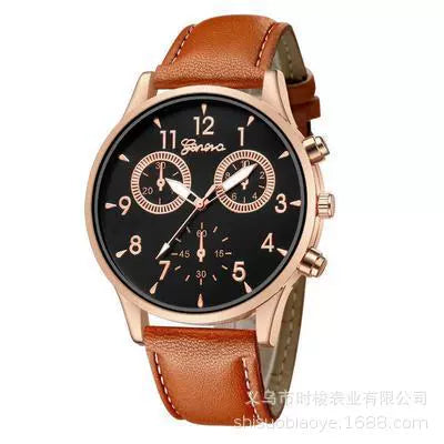 Men's Alloy Case Imitation Leather Strap Round Dial Leisure Watch