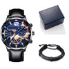 Men's Alloy Case Imitation Leather Strap Round Dial Quartz Business Watch With Luminous Pointer And Titanium Metal Clasp