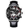 Men's Alloy Case Imitation Leather Strap Round Dial Quartz Business Watch With Luminous Pointer And Titanium Metal Clasp