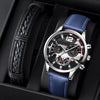 Men's Alloy Case Imitation Leather Strap Round Dial Quartz Business Watch With Luminous Pointer And Titanium Metal Clasp