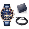 Men's Alloy Case Imitation Leather Strap Round Dial Quartz Business Watch With Luminous Pointer And Titanium Metal Clasp