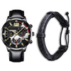Men's Alloy Case Imitation Leather Strap Round Dial Quartz Business Watch With Luminous Pointer And Titanium Metal Clasp