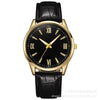 Men's Alloy Case Imitation Leather Strap Round Dial Quartz Watch With Sapphire Crystal Glass Mirror For Business