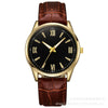 Men's Alloy Case Imitation Leather Strap Round Dial Quartz Watch With Sapphire Crystal Glass Mirror For Business