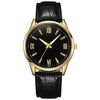 Men's Alloy Case Imitation Leather Strap Round Dial Quartz Watch With Sapphire Crystal Glass Mirror For Business