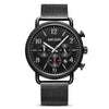 Men's Alloy Case Leather And Stainless Steel Strap Round Dial Quartz Sports Chronograph Calendar Watch With Printed Logo