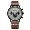 Men's Alloy Case Leather And Stainless Steel Strap Round Dial Quartz Sports Chronograph Calendar Watch With Printed Logo