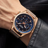 Men's Alloy Case Mineral Strengthened Glass Mirror Stainless Steel Strap Leisure Round Dial Quartz Multifunctional Chronograph Sports Watch