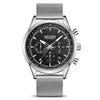 Men's Alloy Case Mineral Strengthened Glass Mirror Stainless Steel Strap Leisure Round Dial Quartz Multifunctional Chronograph Sports Watch