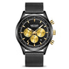 Men's Alloy Case Mineral Strengthened Glass Mirror Stainless Steel Strap Leisure Round Dial Quartz Multifunctional Chronograph Sports Watch