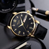 Men's Alloy Case Pu Strap Sports Style Waterproof Luminous Round Dial Mineral Reinforced Glass Mirror Watch