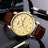 Men's Alloy Case Pu Strap Sports Style Waterproof Luminous Round Dial Mineral Reinforced Glass Mirror Watch