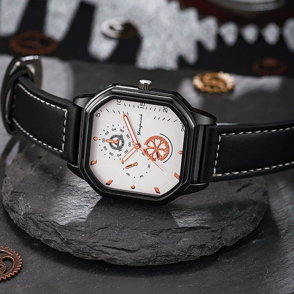 Men's Alloy Case Pu Strap Square Dial Casual Watch