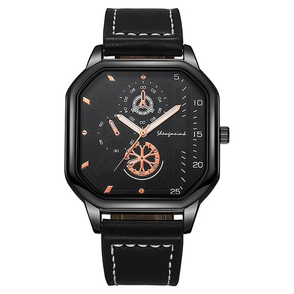 Men's Alloy Case Pu Strap Square Dial Casual Watch