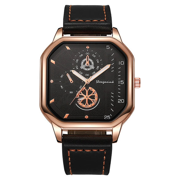Men's Alloy Case Pu Strap Square Dial Casual Watch