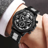 Men's Alloy Case Silicone Band Round Dial Leisure Multifunction Quartz Sports Watch