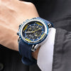 Men's Alloy Case Silicone Strap Round Dial Luminous Waterproof Chronograph Quartz Sports Watch With Printed Logo