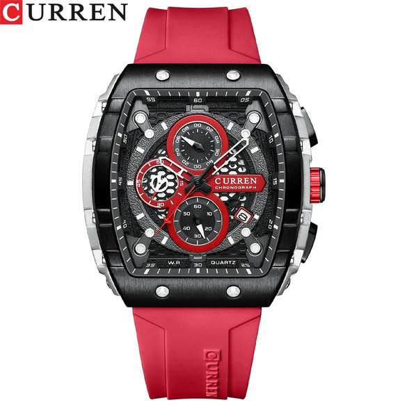 Men's Alloy Case Silicone Strap Square Dial Quartz Watch