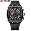 Men's Alloy Case Silicone Strap Square Dial Quartz Watch