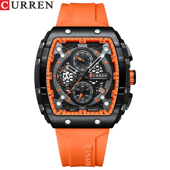 Men's Alloy Case Silicone Strap Square Dial Quartz Watch
