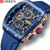 Men's Alloy Case Silicone Strap Square Dial Quartz Watch