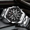 Men's Alloy Case Stainless Steel Band Quartz Watch With Spiral Crown Single Folding Buckle Business Style Round Dial Mineral Strengthened Glass Mirror