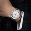 Men's Alloy Case Stainless Steel Band Quartz Waterproof Business Style Round Dial Luminous Calendar Watch