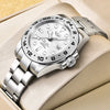 Men's Alloy Case Stainless Steel Band Quartz Waterproof Business Style Round Dial Luminous Calendar Watch