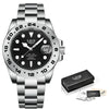 Men's Alloy Case Stainless Steel Band Quartz Waterproof Business Style Round Dial Luminous Calendar Watch
