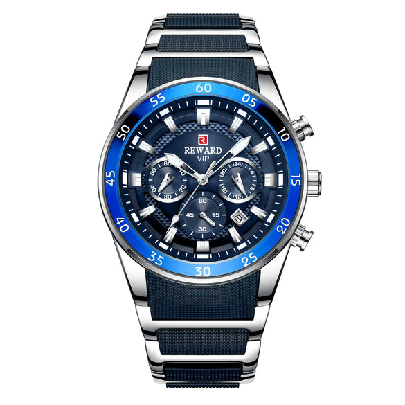 Men's Alloy Case Stainless Steel Band Round Dial Business Casual Quartz Watch