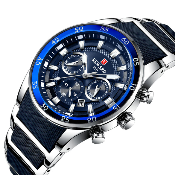 Men's Alloy Case Stainless Steel Band Round Dial Business Casual Quartz Watch