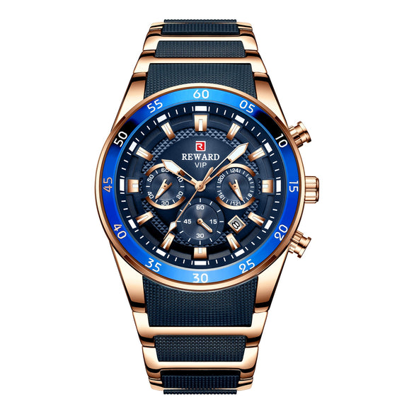 Men's Alloy Case Stainless Steel Band Round Dial Business Casual Quartz Watch