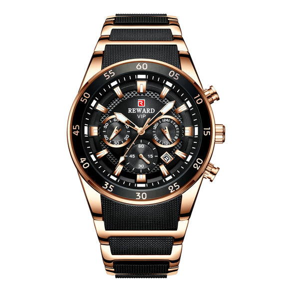 Men's Alloy Case Stainless Steel Band Round Dial Business Casual Quartz Watch